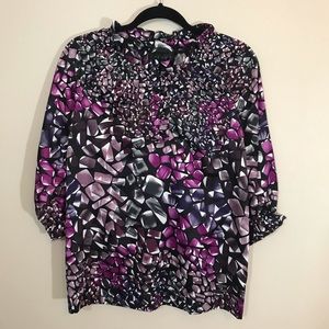 Ninety women’s small pink purple black blouse NWT